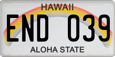 HI license plate END039