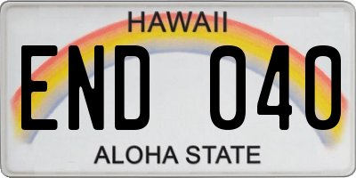 HI license plate END040