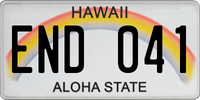 HI license plate END041