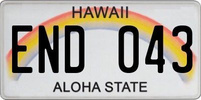 HI license plate END043
