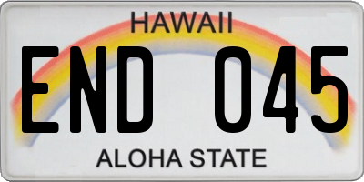 HI license plate END045