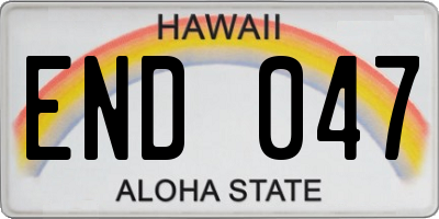 HI license plate END047
