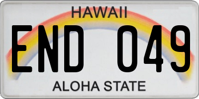 HI license plate END049