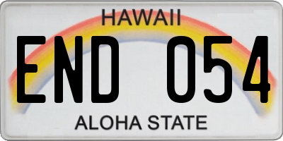 HI license plate END054