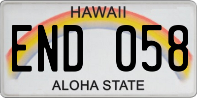 HI license plate END058