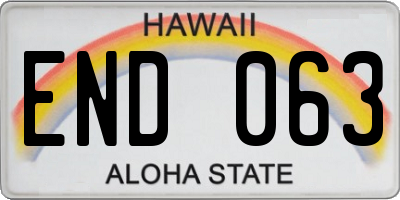 HI license plate END063