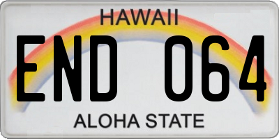 HI license plate END064