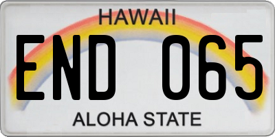 HI license plate END065