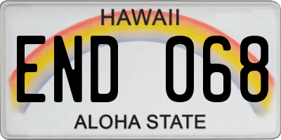 HI license plate END068