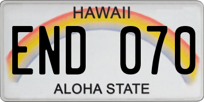 HI license plate END070