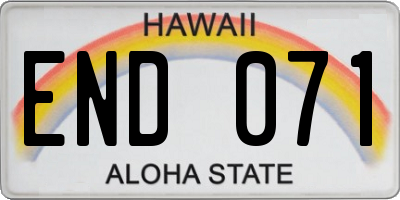 HI license plate END071