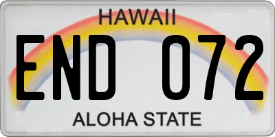 HI license plate END072