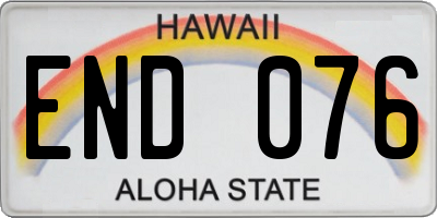 HI license plate END076