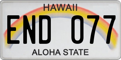 HI license plate END077