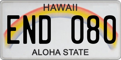 HI license plate END080