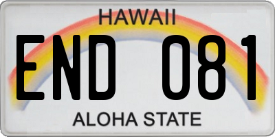 HI license plate END081