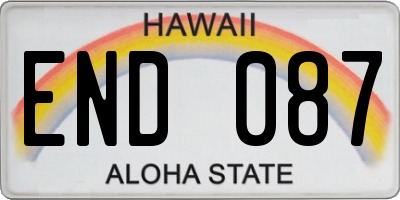 HI license plate END087