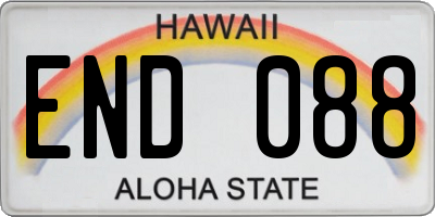 HI license plate END088