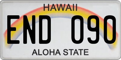 HI license plate END090
