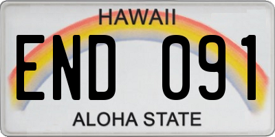 HI license plate END091