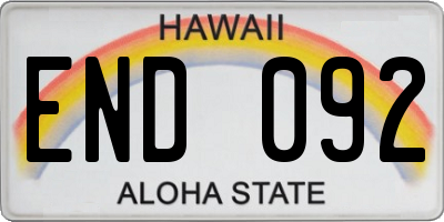 HI license plate END092