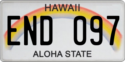 HI license plate END097