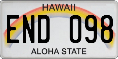 HI license plate END098