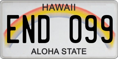 HI license plate END099