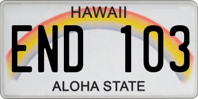 HI license plate END103