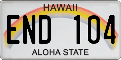 HI license plate END104