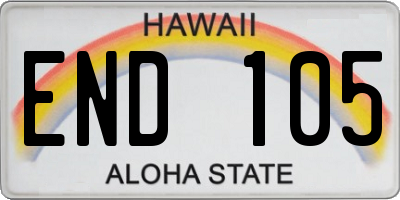 HI license plate END105