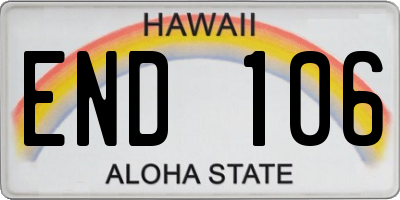 HI license plate END106