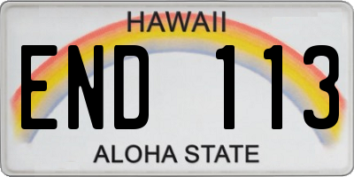 HI license plate END113
