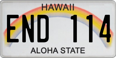 HI license plate END114
