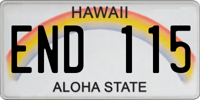 HI license plate END115