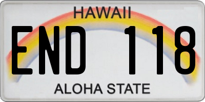 HI license plate END118