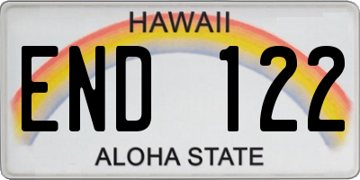 HI license plate END122