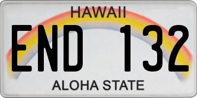 HI license plate END132