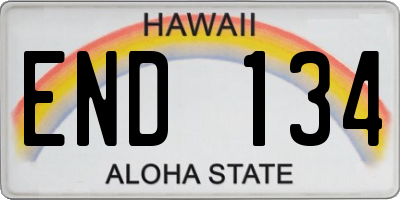 HI license plate END134