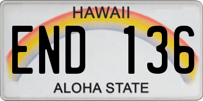 HI license plate END136