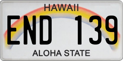 HI license plate END139