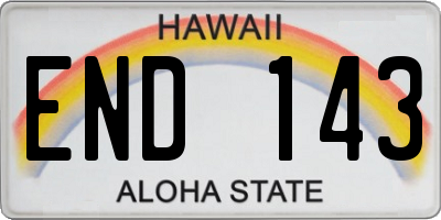 HI license plate END143