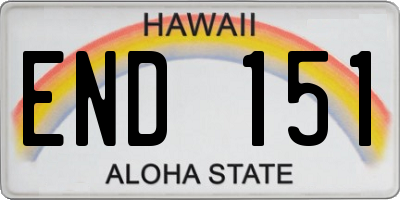 HI license plate END151