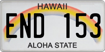 HI license plate END153