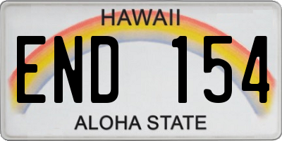 HI license plate END154