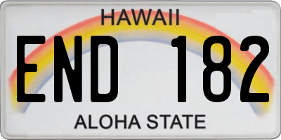 HI license plate END182