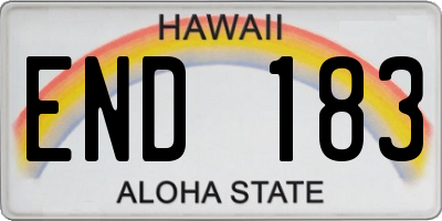HI license plate END183