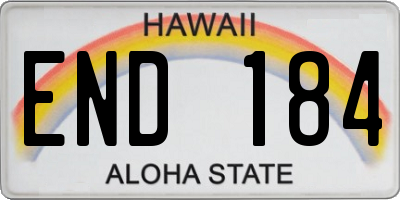 HI license plate END184