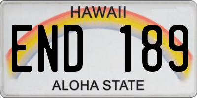 HI license plate END189