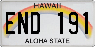 HI license plate END191
